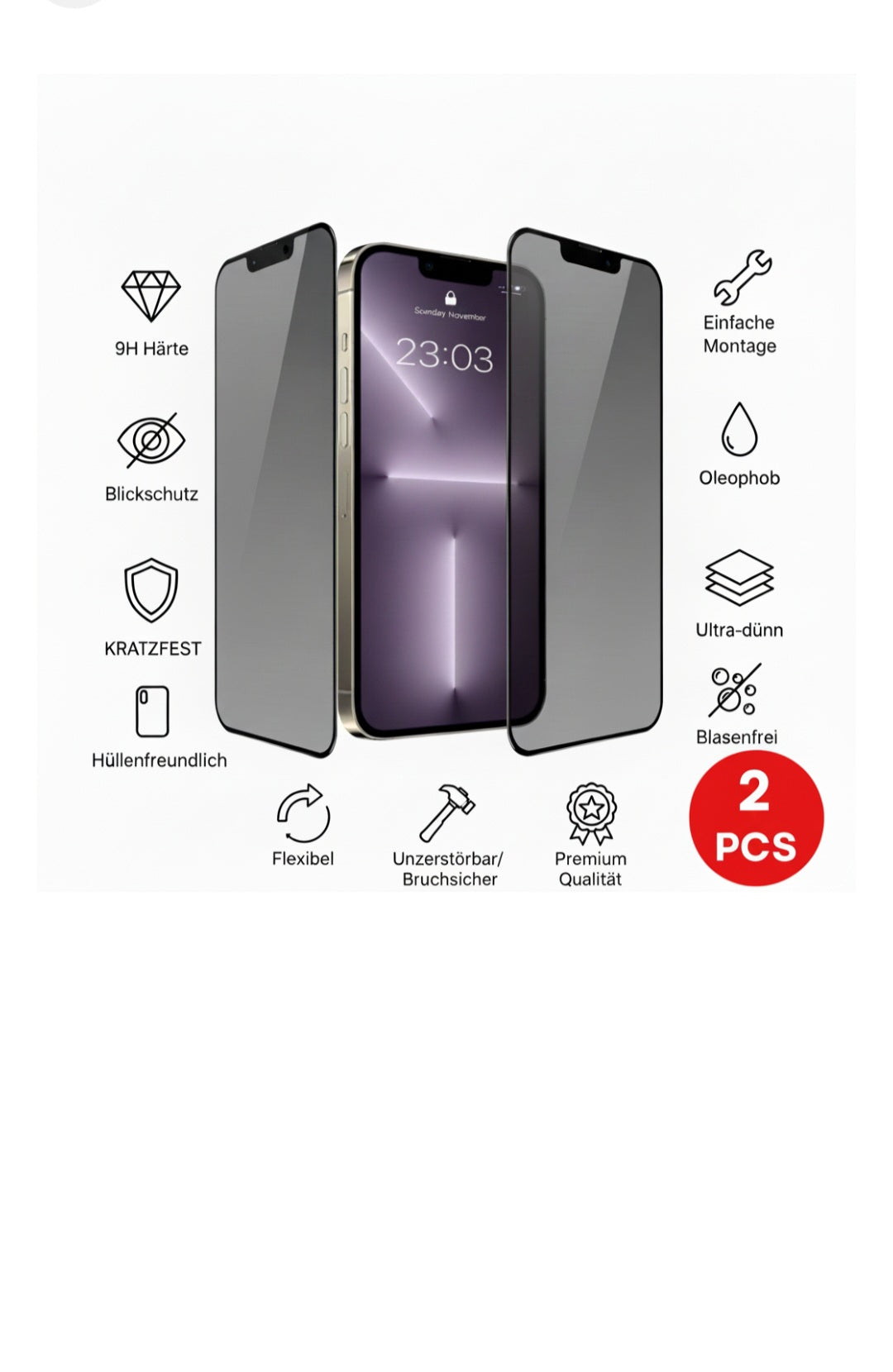 Blickschutz Panzerglas für Samsung Galaxy S20 FE - 2 Stück + Kameraschutz